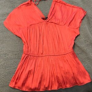 BCBG shirred silk like top
